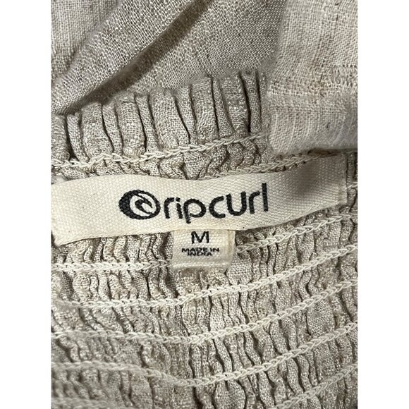 Rip Curl Women Surf Shack Jumpsuit Natural Stripe Button Front Linen Medium New - Picture 11 of 11